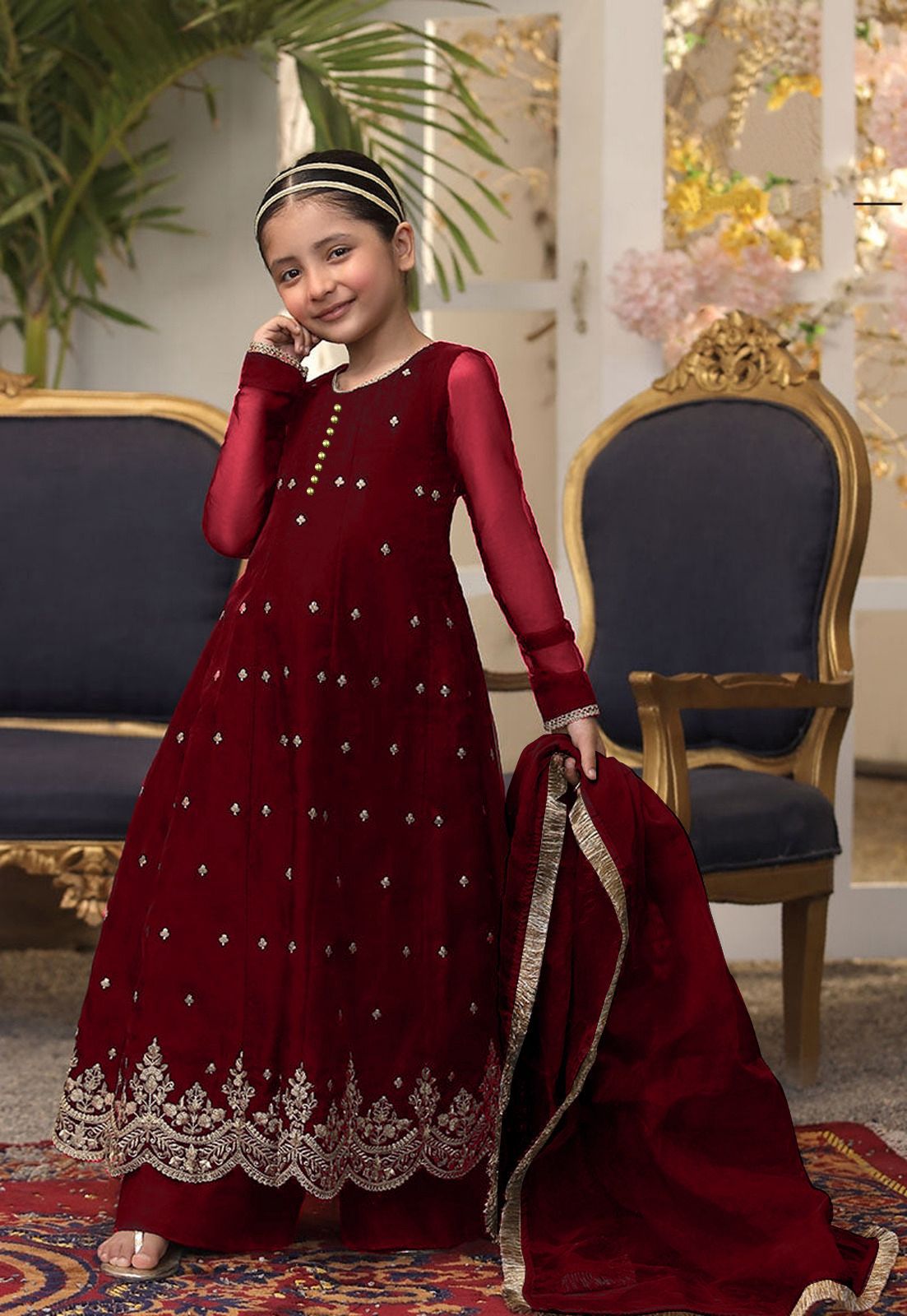 Husn-e-Kali Kids 3-Piece Embroidered Maxy