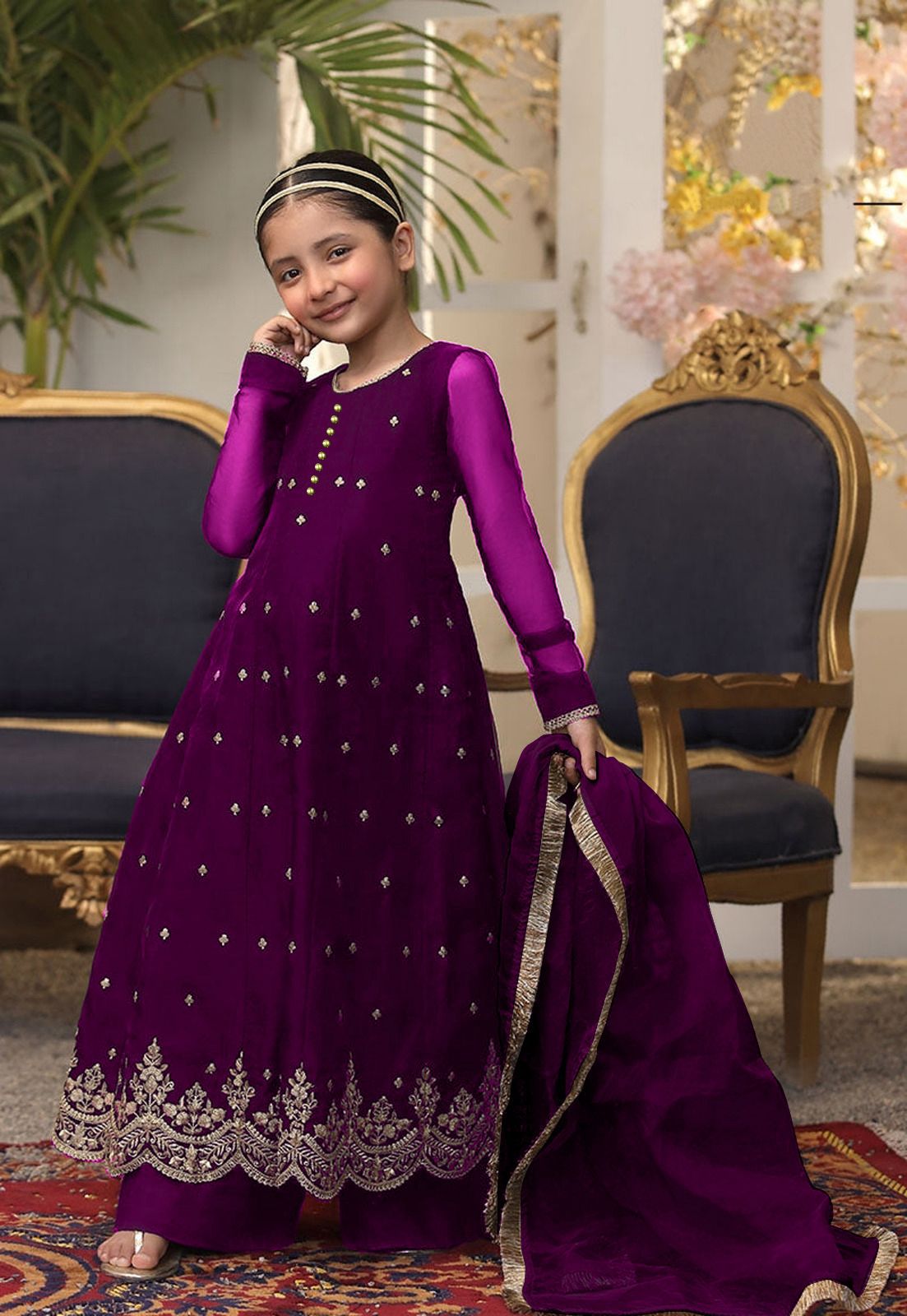 Husn-e-Kali Kids 3-Piece Embroidered Maxy