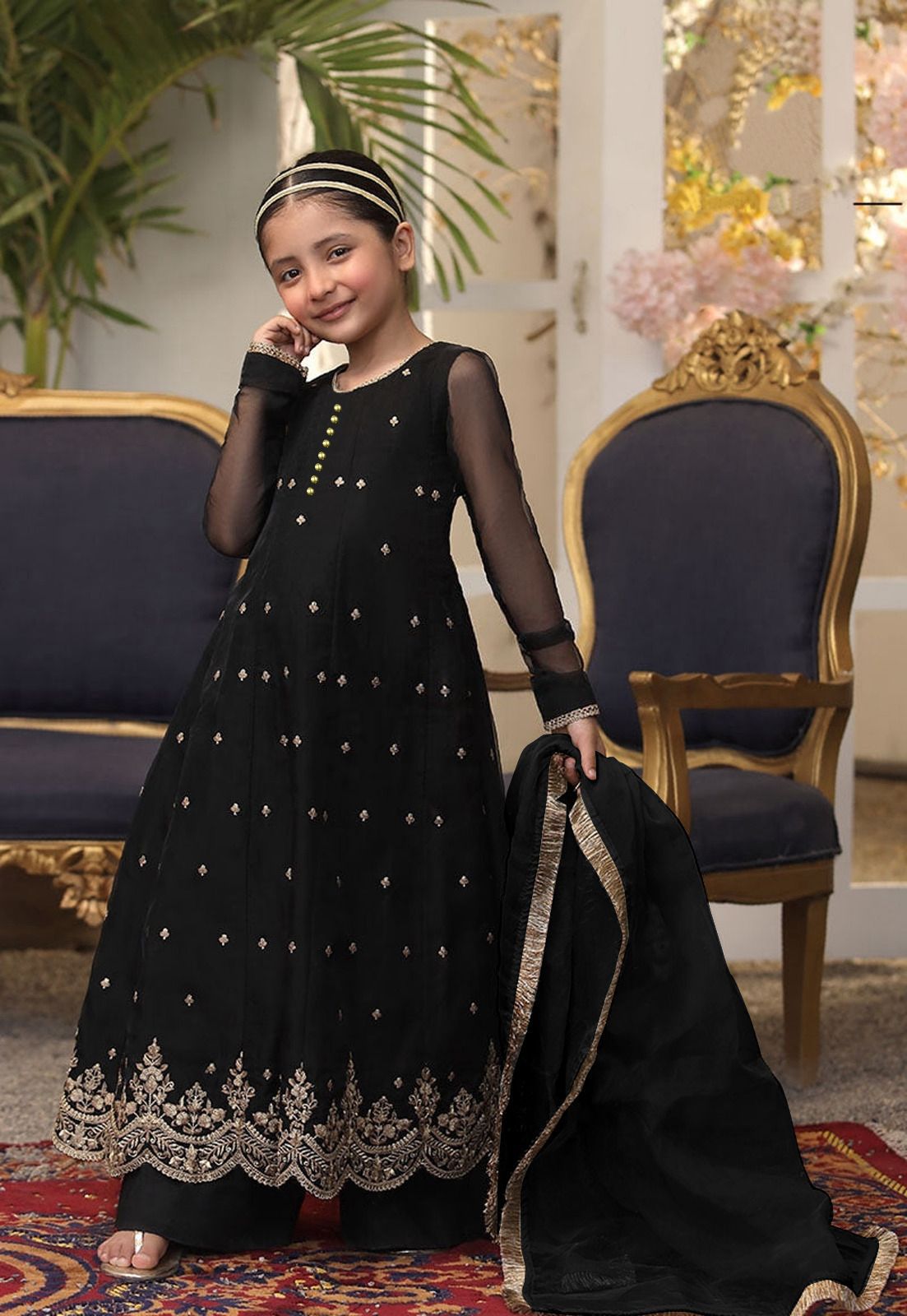 Husn-e-Kali Kids 3-Piece Embroidered Maxy