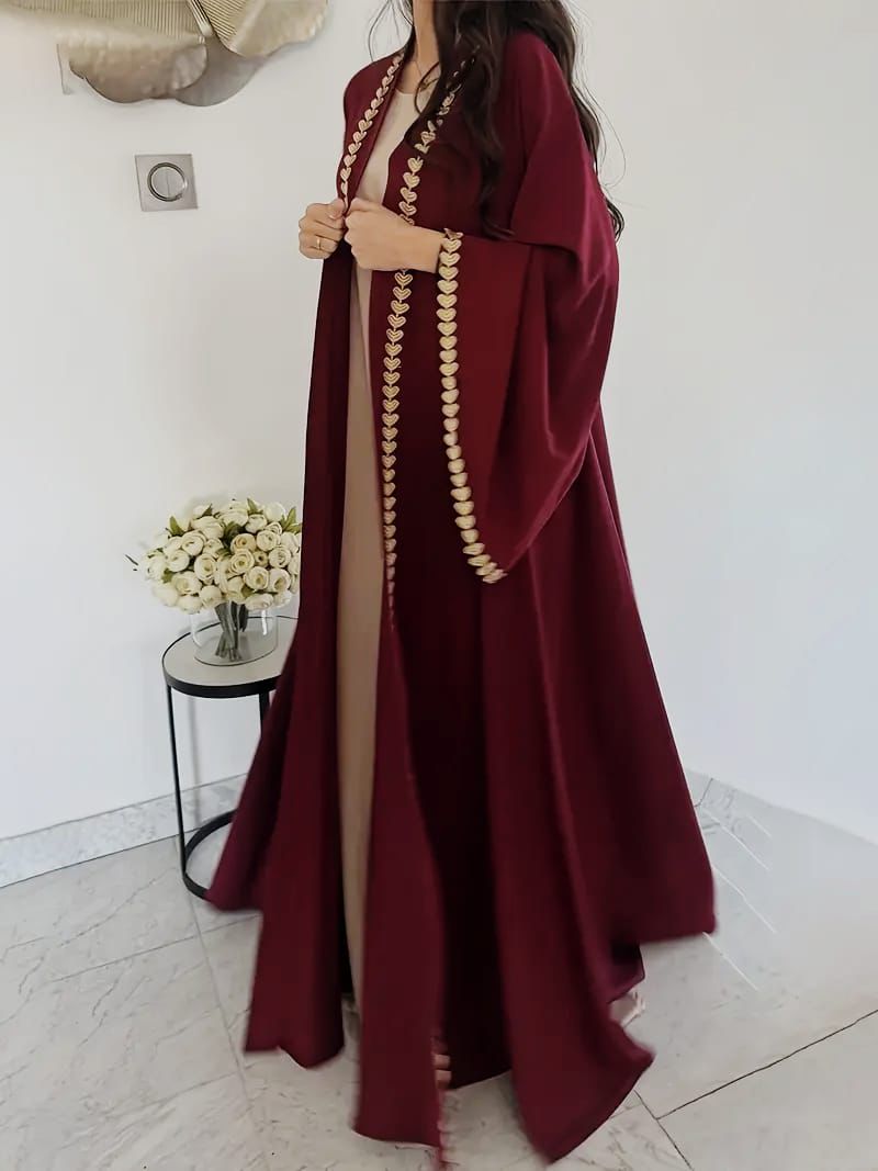 Noorulayn Front Open Style Embroidered Abaya with Stoller