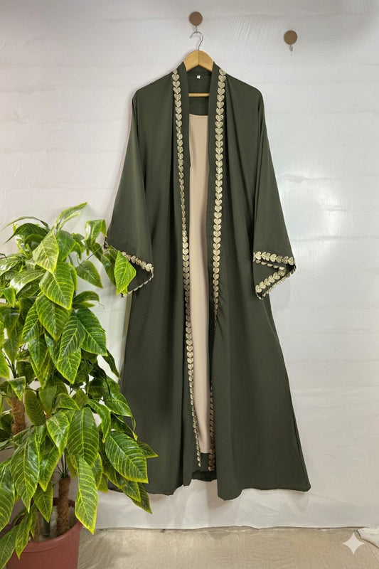 Noorulayn Front Open Style Embroidered Abaya with Stoller