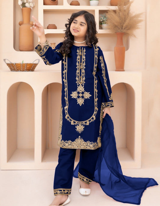 Masoom Rang Kids 3-Piece Embroidered Suit
