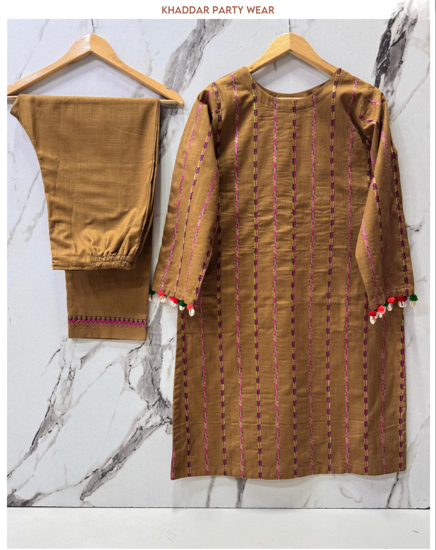 Satrangi Khaddar 2-Piece Shirt Trouser Set