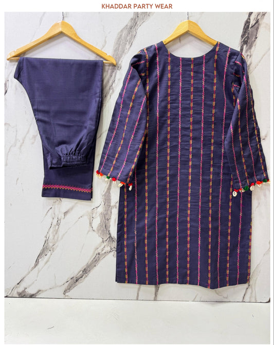 Satrangi Khaddar 2-Piece Shirt Trouser Set