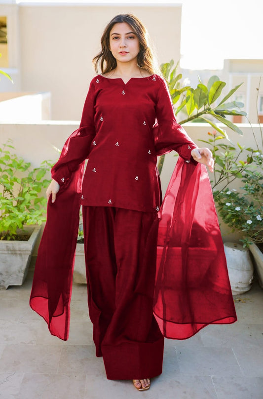 Farshi 3-Piece Embroidered Suit