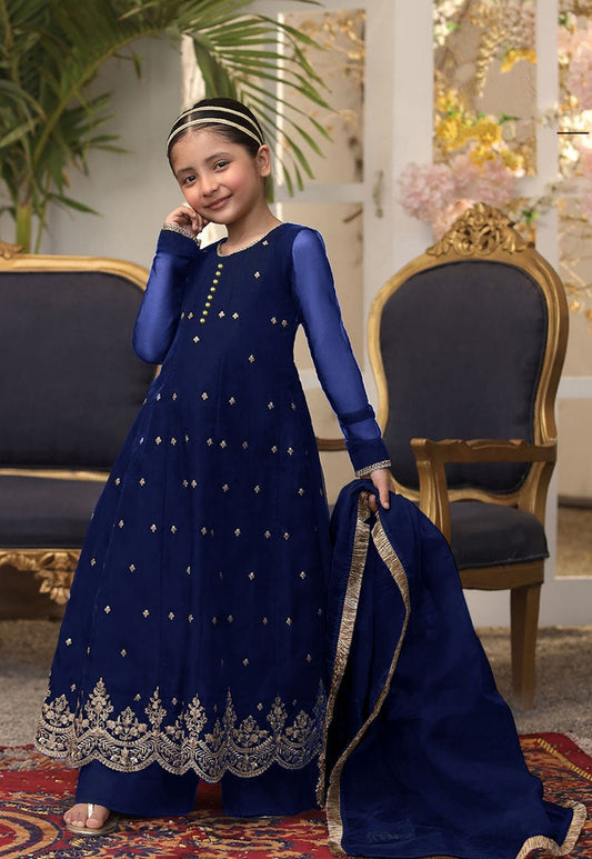 Husn-e-Kali Kids 3-Piece Embroidered Maxy