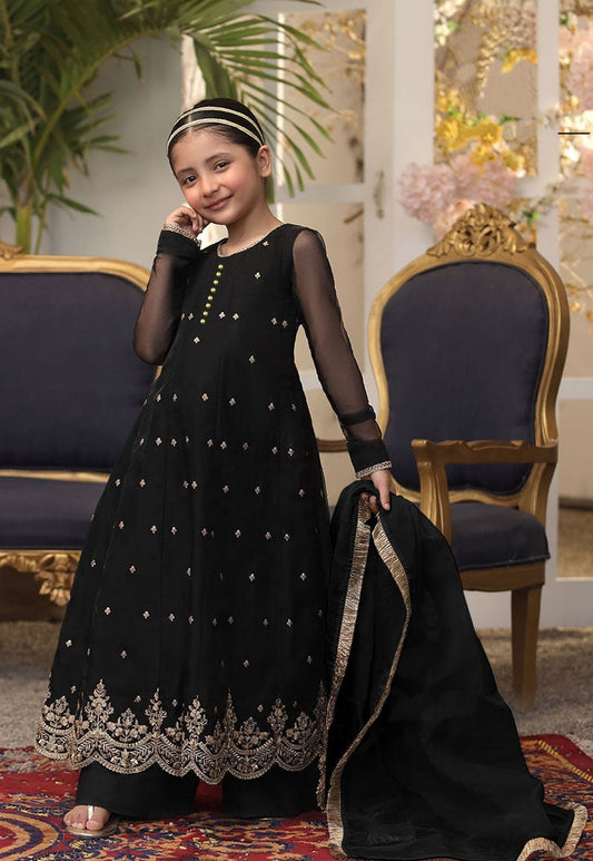 Husn-e-Kali Kids 3-Piece Embroidered Maxy