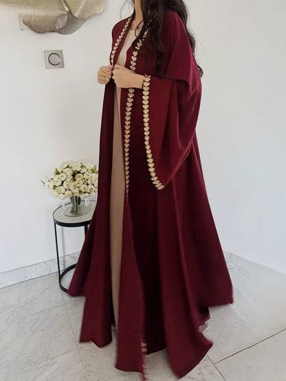 Noorulayn Front Open Style Embroidered Abaya with Stoller