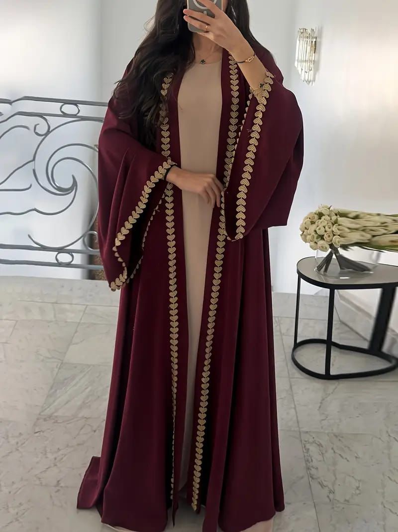 Noorulayn Front Open Style Embroidered Abaya with Stoller