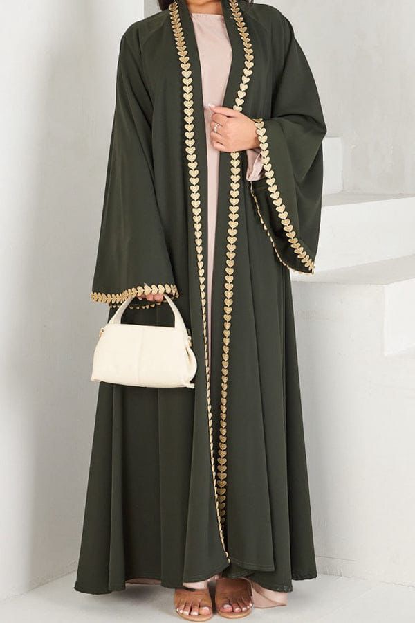 Noorulayn Front Open Style Embroidered Abaya with Stoller