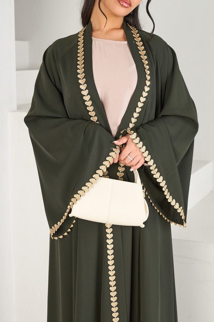 Noorulayn Front Open Style Embroidered Abaya with Stoller