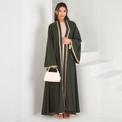 Noorulayn Front Open Style Embroidered Abaya with Stoller