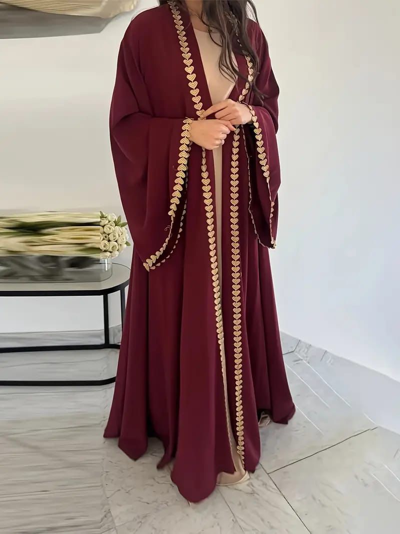 Noorulayn Front Open Style Embroidered Abaya with Stoller