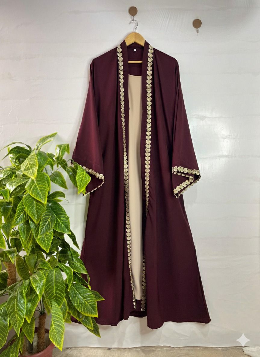 Noorulayn Front Open Style Embroidered Abaya with Stoller