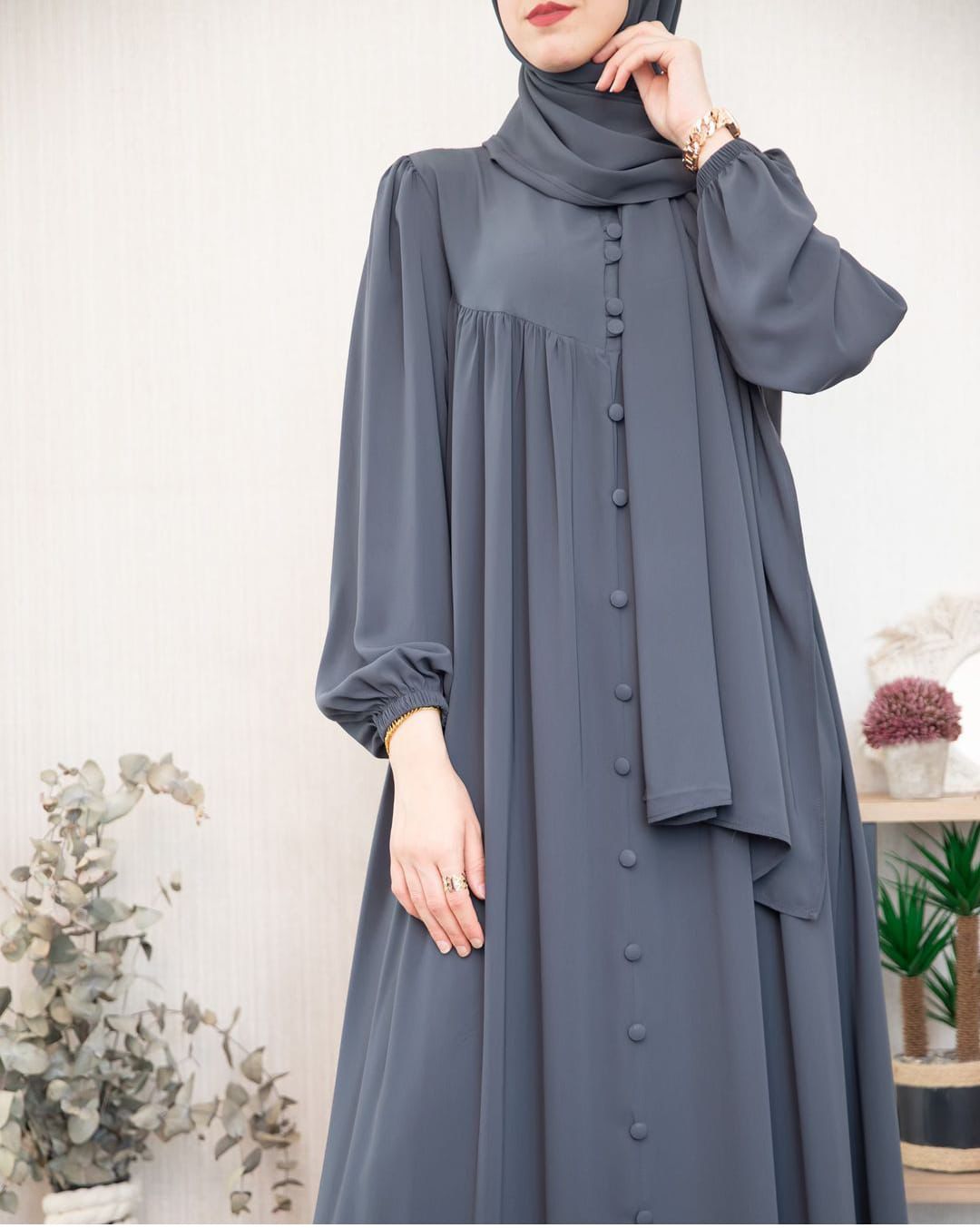 Afsana Front Button Style Abaya with Stoller