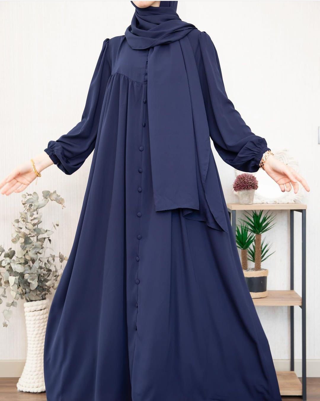 Afsana Front Button Style Abaya with Stoller