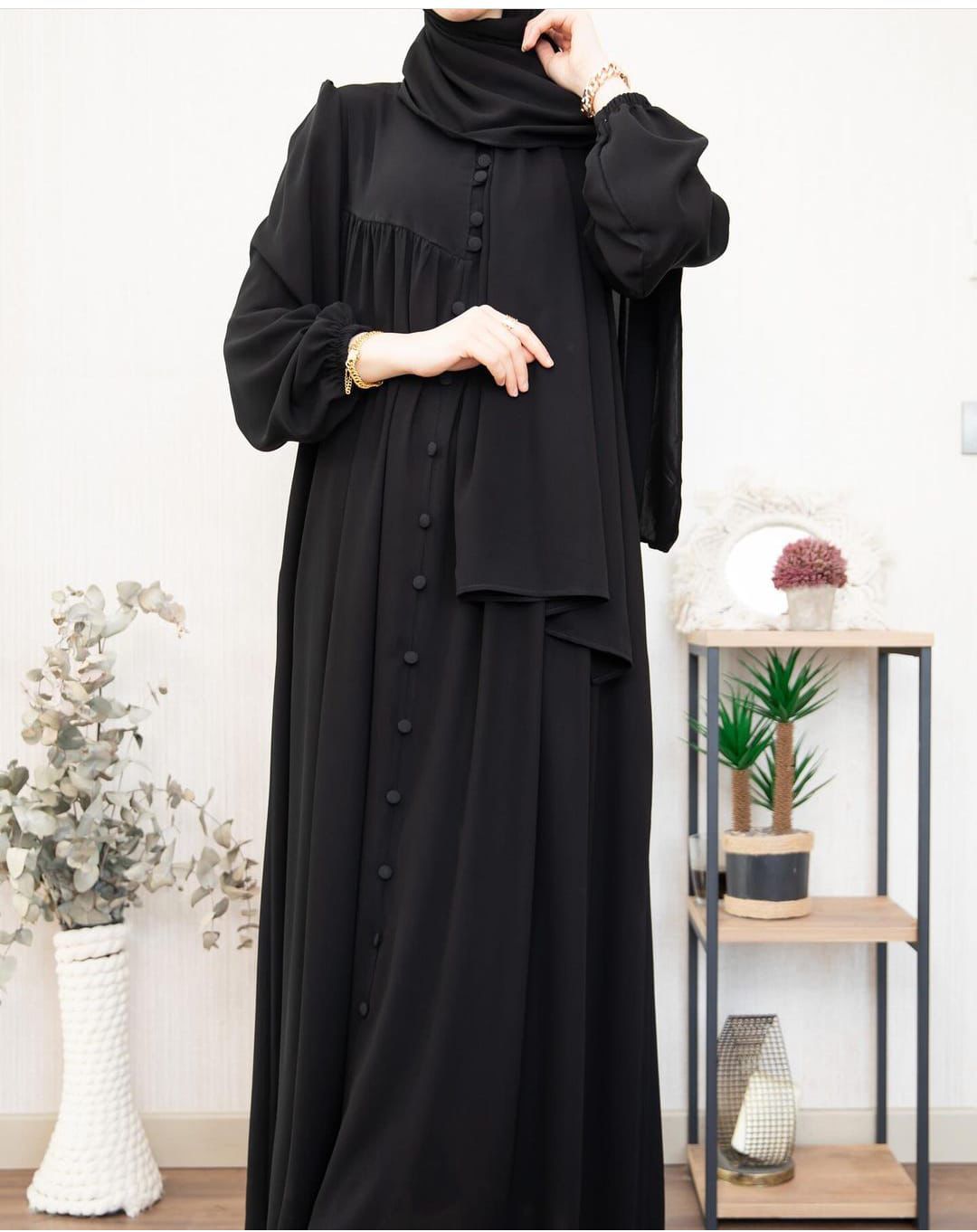 Afsana Front Button Style Abaya with Stoller