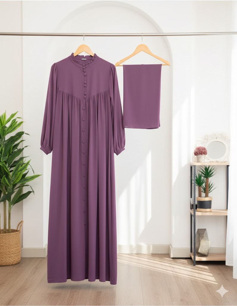 Afsana Front Button Style Abaya with Stoller