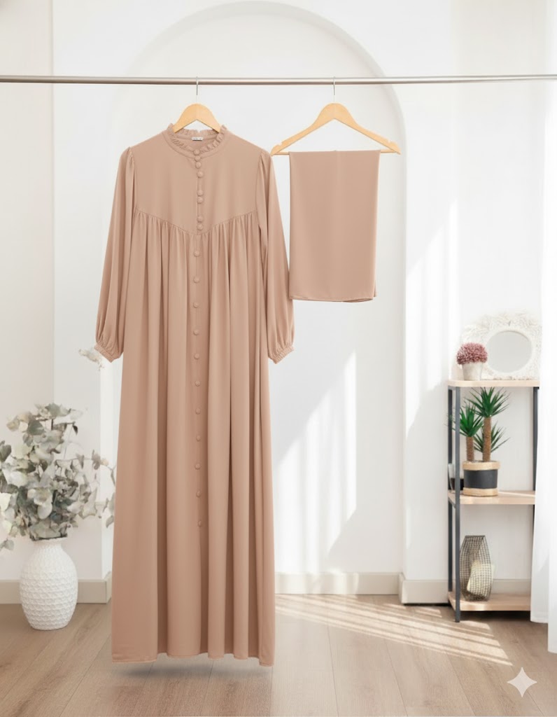 Afsana Front Button Style Abaya with Stoller