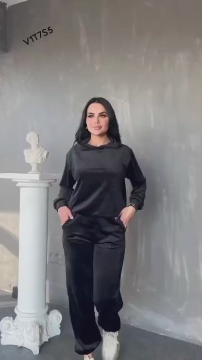 Barq 2-Piece Velvet Hoodie & Trouser Track suit