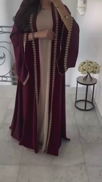 Noorulayn Front Open Style Embroidered Abaya with Stoller
