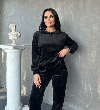 Barq 2-Piece Velvet Hoodie & Trouser Track suit