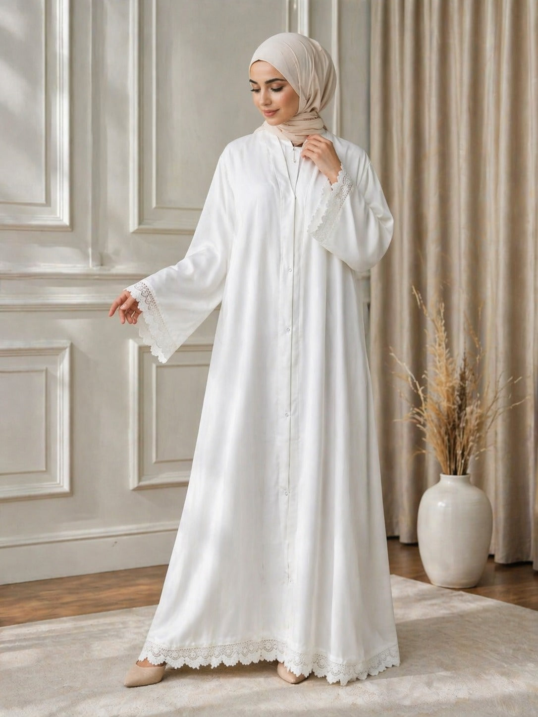 Hoor White Grace Abaya