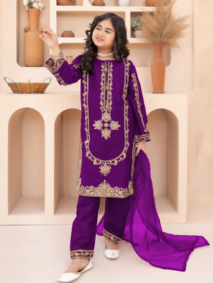 Masoom Rang Kids 3-Piece Embroidered Suit