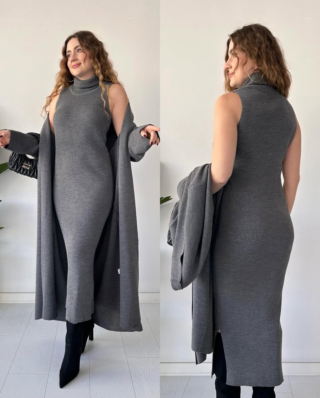 Qamareen Long Bodycon With Long Coat
