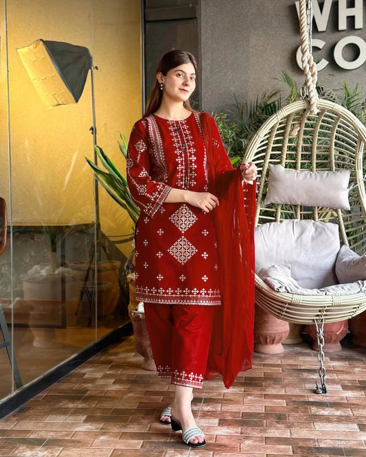 Mehrunisa 3-Piece Embroidered Suit