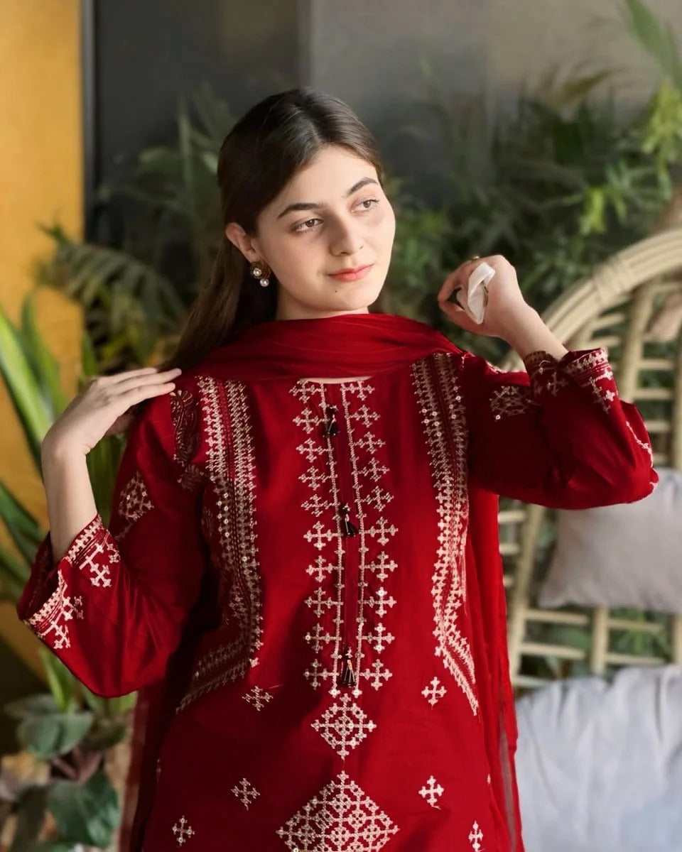 Mehrunisa 3-Piece Embroidered Suit