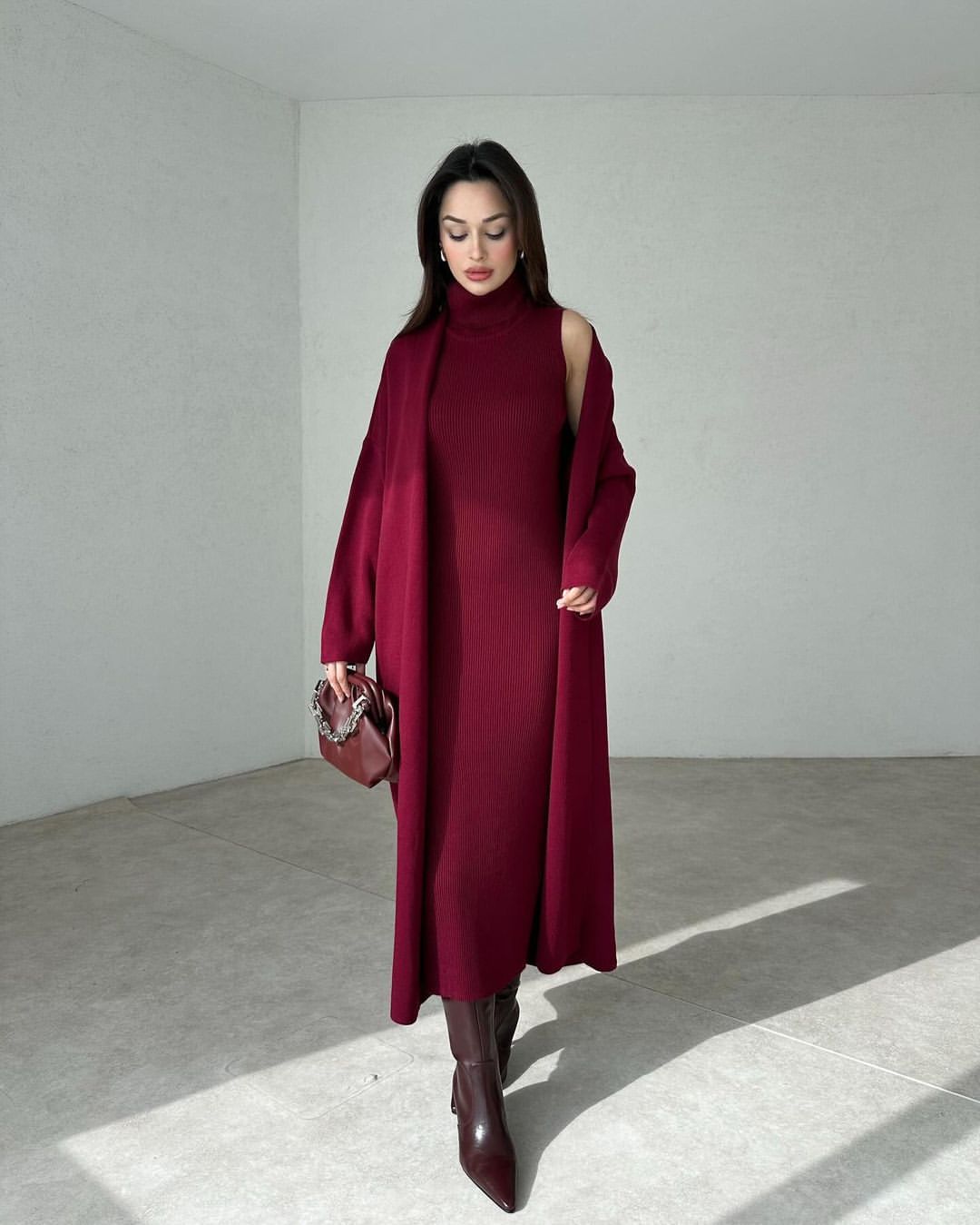 Qamareen Long Bodycon With Long Coat
