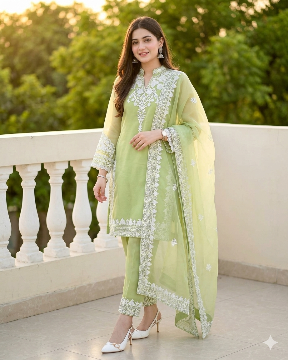 Hoorain 3-Piece Embroidered Suit