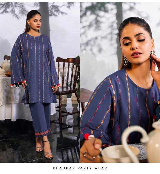 Satrangi Khaddar 2-Piece Shirt Trouser Set
