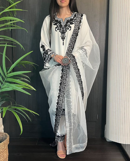 Hoorain 3-Piece Embroidered Suit