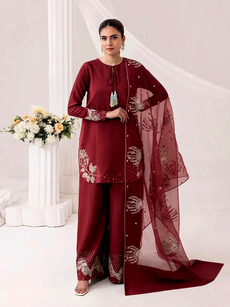 Heer 3-Piece Embroidered Suit