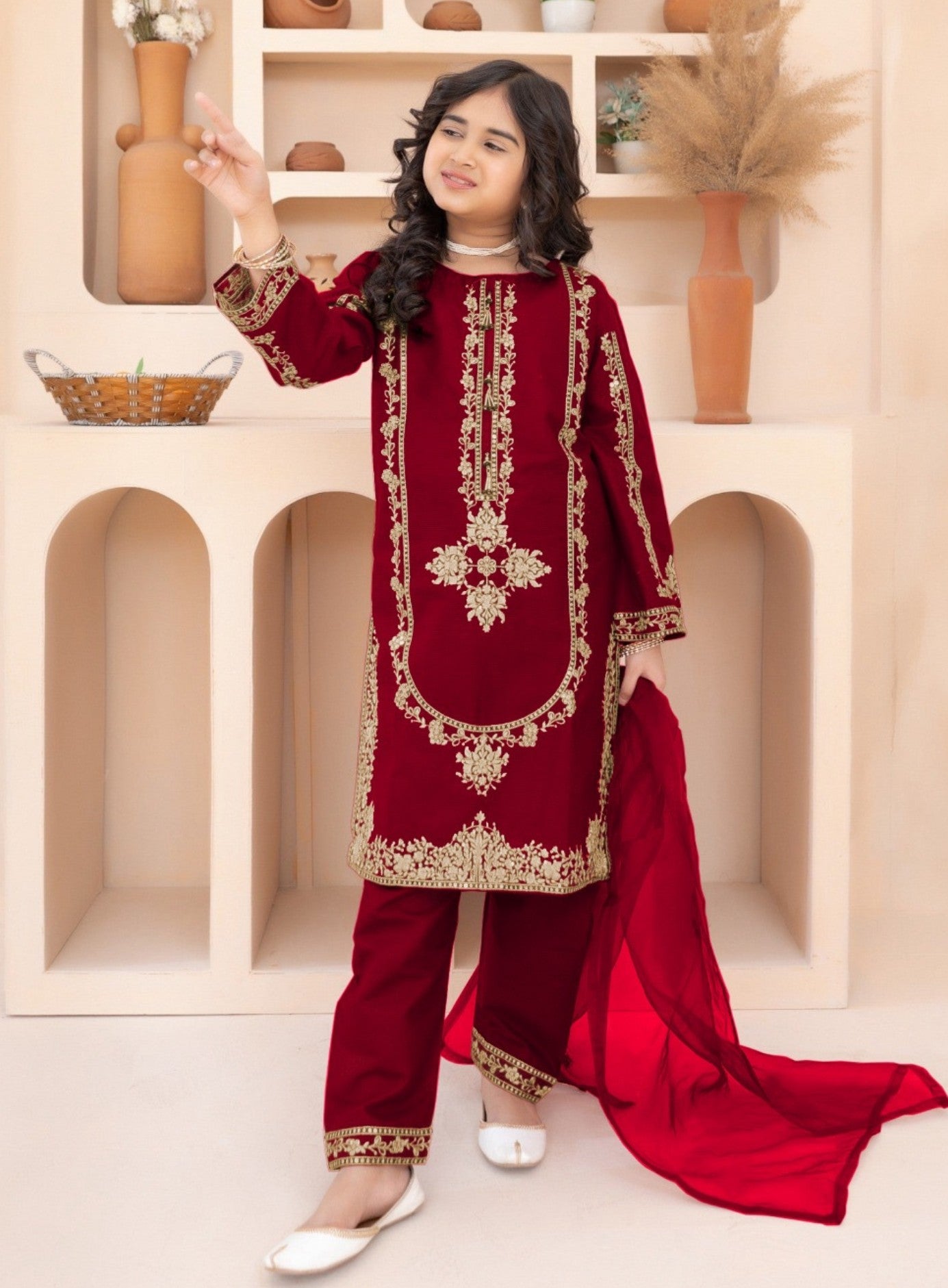 Masoom Rang Kids 3-Piece Embroidered Suit
