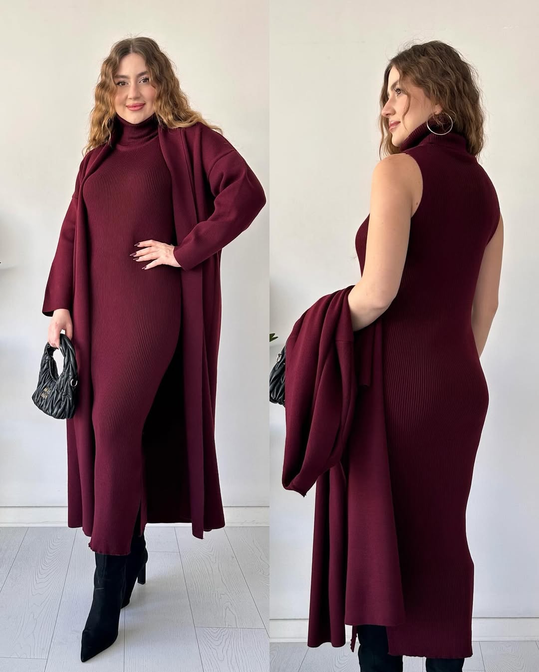 Qamareen Long Bodycon With Long Coat