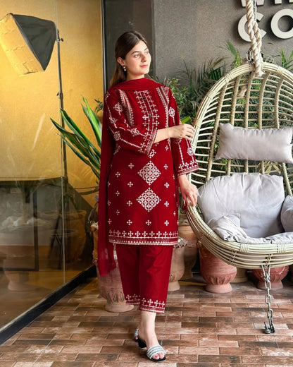 Mehrunisa 3-Piece Embroidered Suit