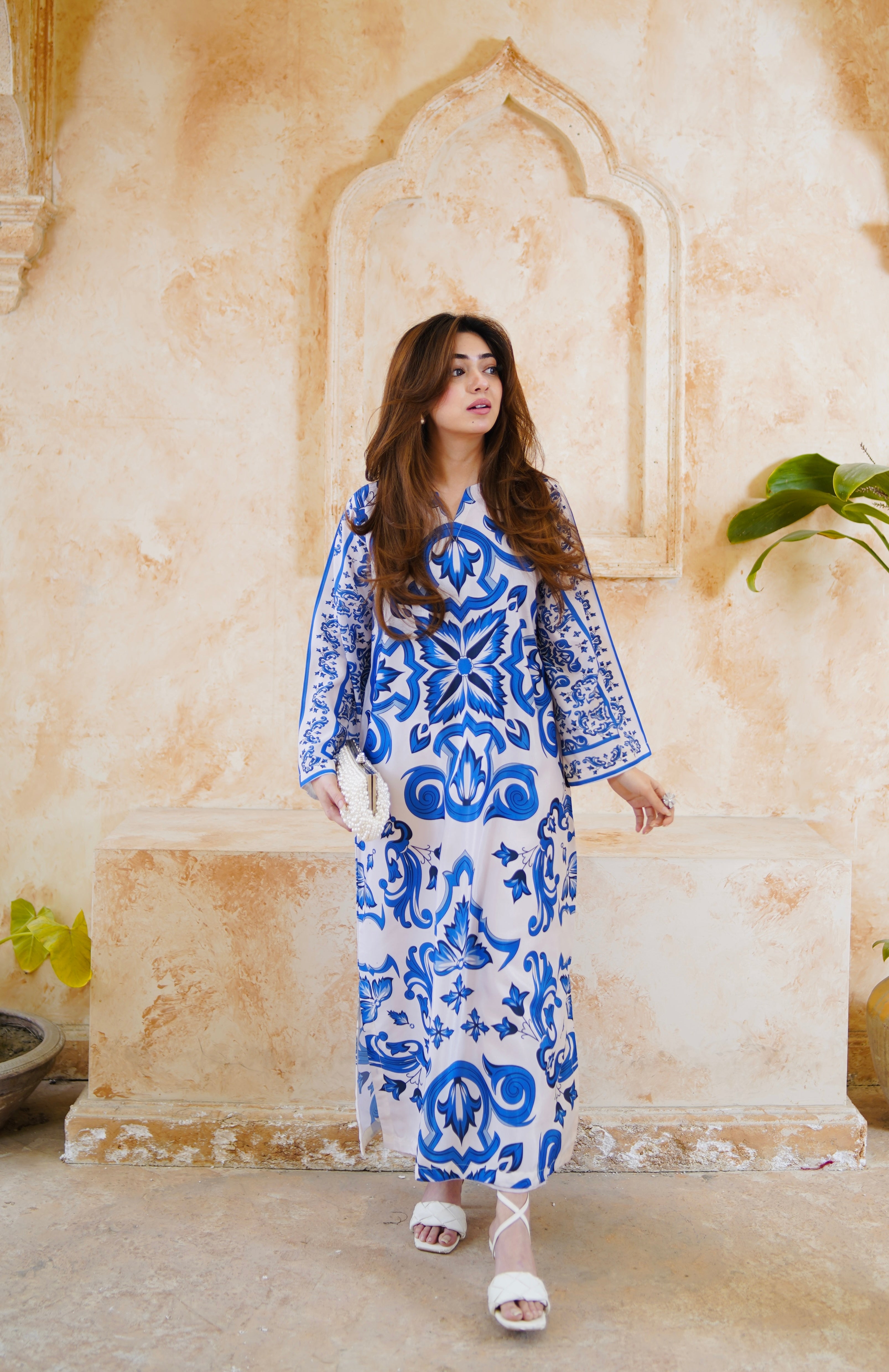 Neel-e-Gul Kaftan Style Kurta & Trouser Set