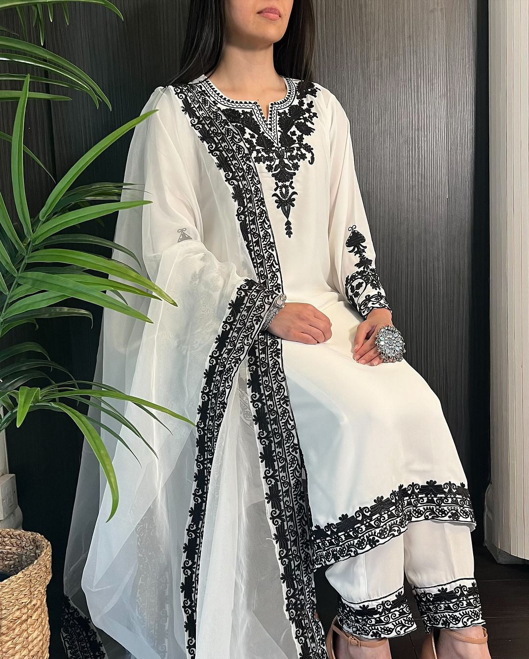 Hoorain 3-Piece Embroidered Suit