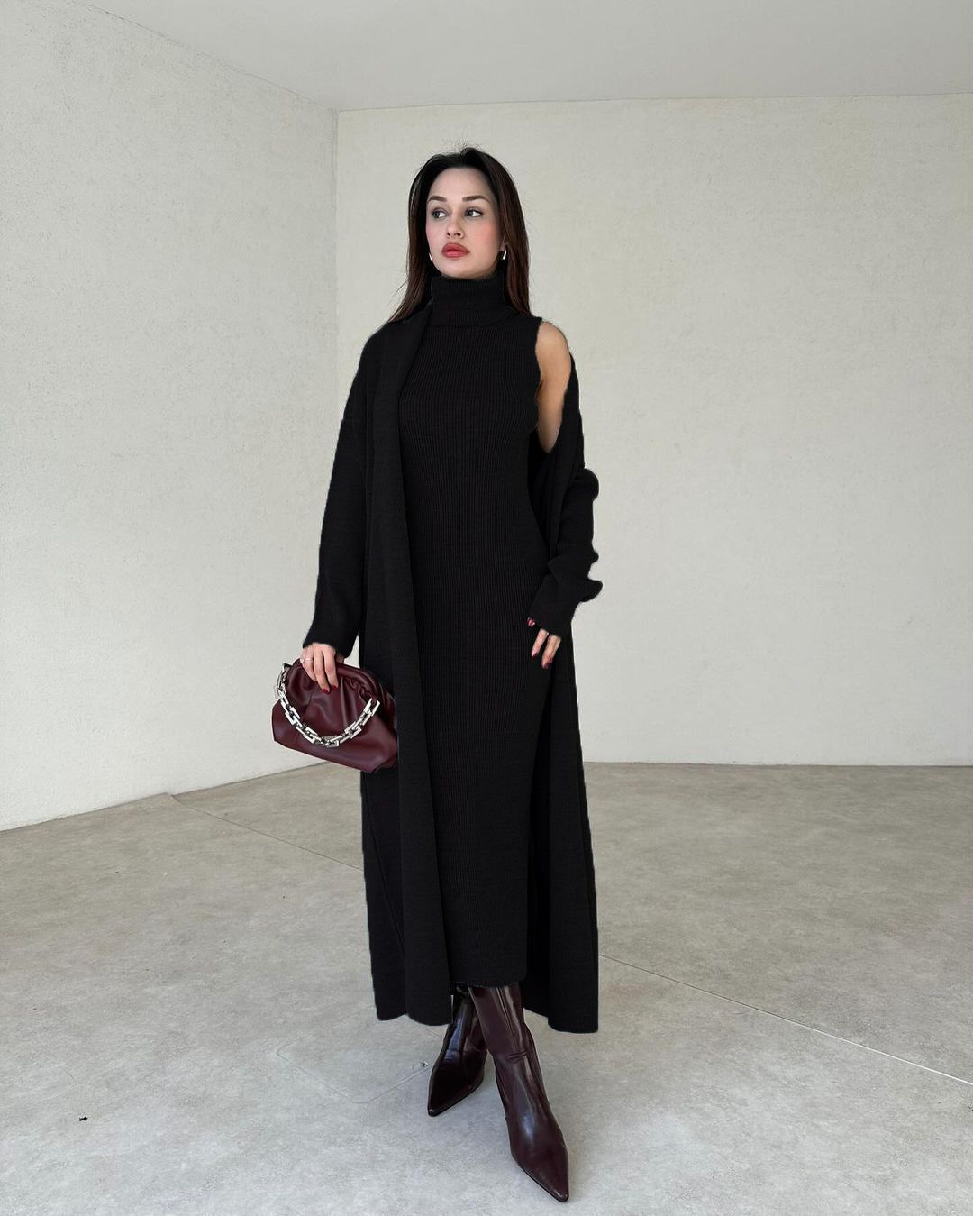 Qamareen Long Bodycon With Long Coat