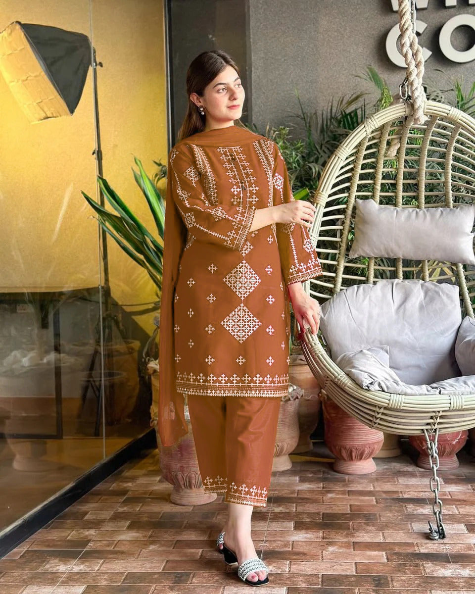 Mehrunisa 3-Piece Embroidered Suit
