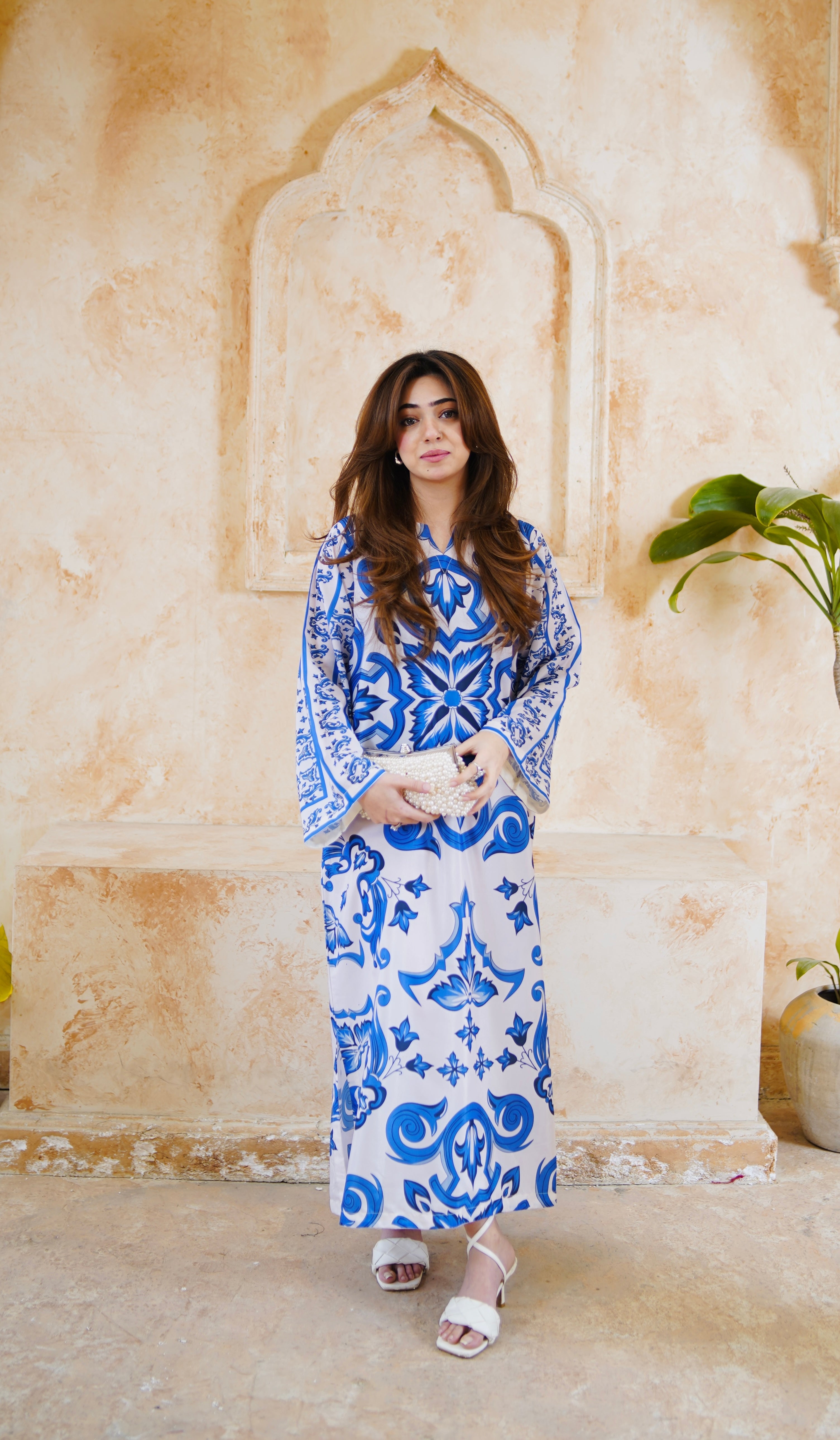 Neel-e-Gul Kaftan Style Kurta & Trouser Set