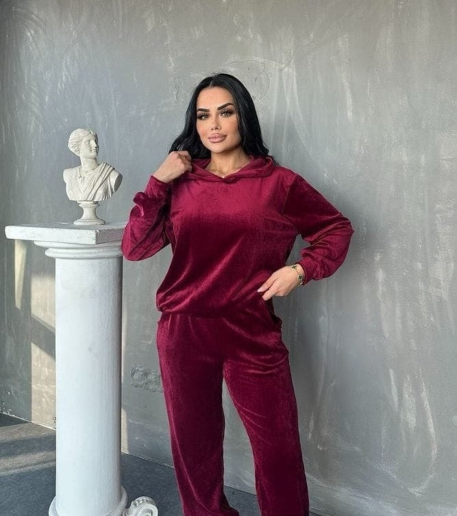 Barq 2-Piece Velvet Hoodie & Trouser Track suit
